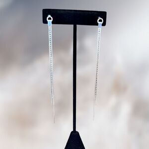 Sleek Silver plate chain drop earrings on post